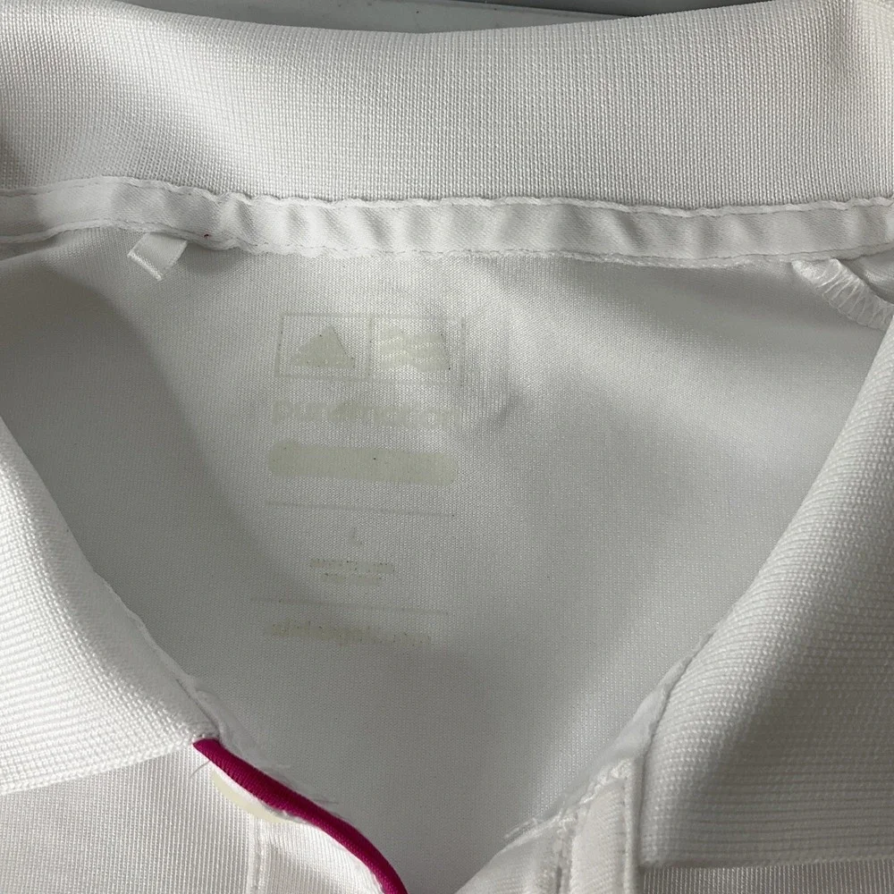 Adidas Golf Mens L Puremotion Short Sleeve‎ Athletic Polo Shirt White Gray